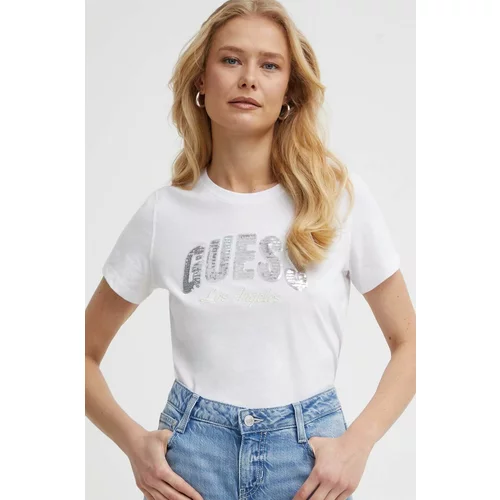 Guess Bombažna kratka majica ženska, bela barva, W4GI31 I3Z14