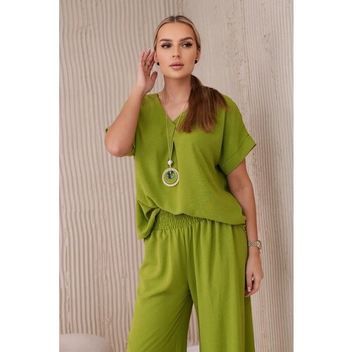 Kesi Włoski Set with necklace blouse + pants kiwi Cene