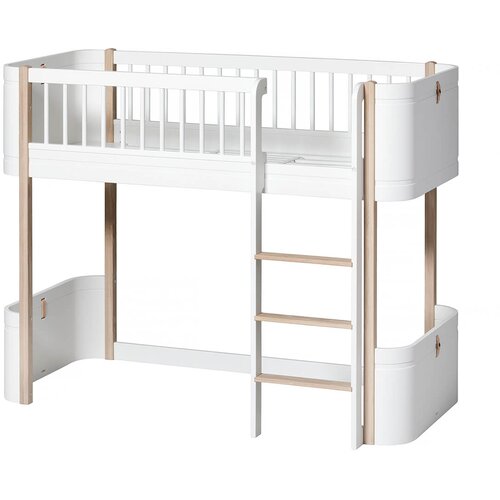 Oliver Furniture® nadstropna posteljica mini+ low loft bed 60x160 white/oak Cene