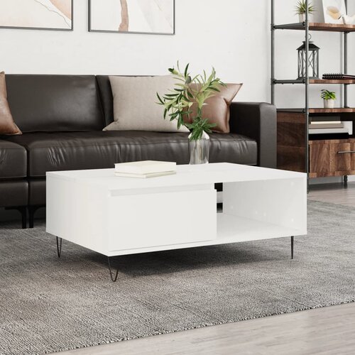  Stolić za kavu bijeli 90 x 60 x 35 cm od konstruiranog drva Bijela Slike