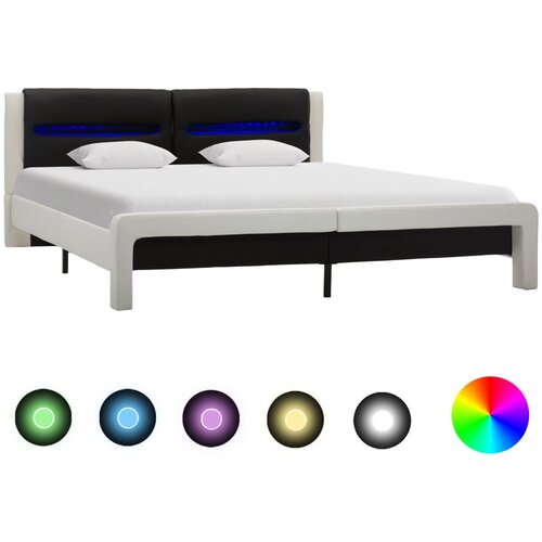 Furnova Posteljni okvir LED belo in črno umetno usnje 180x200 cm, (22055882) Cene