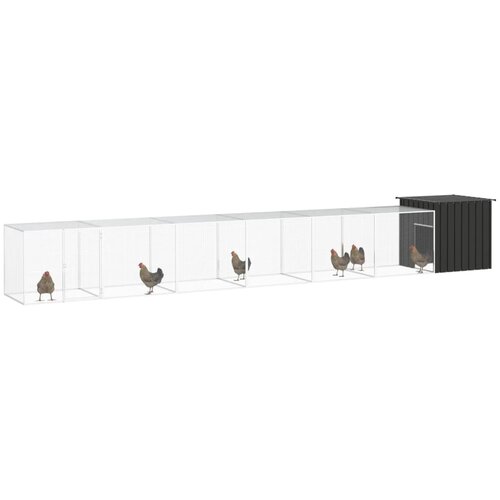 vidaXL Kavez za kokoši antracit 700 x 91 x 100 cm od pocinčanog čelika Cene