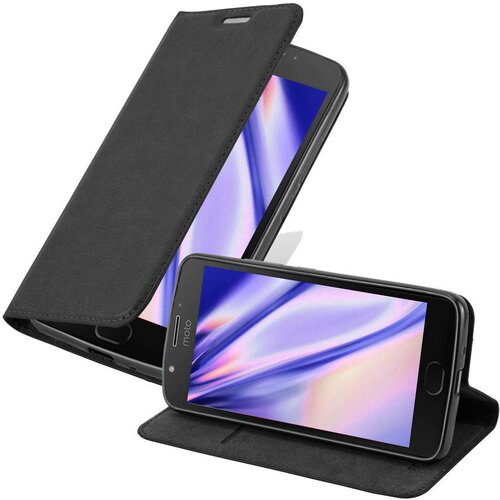 Cadorabo Ohi&scaron;je, združljivo z Motorola MOTO E4 PLUS v nočna črna - Za&scaron;čitni ovitek z magnetnim zapiranjem, stoječo funkcijo in režo za kartice, (20549485) Cene