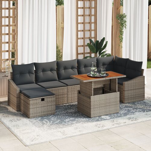 vidaXL set od 8 vrtnih sofa s jastučićima siva poli ratan Cene