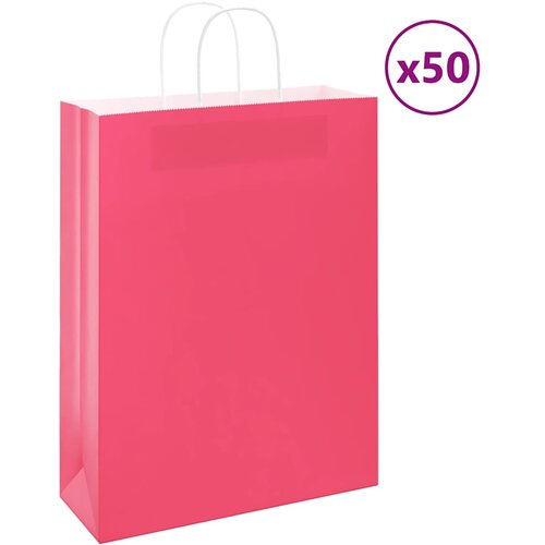 VidaXL Papirnate vrečke 50 kosov z ročaji roza 32x12x42 cm, (5000160885) Slike
