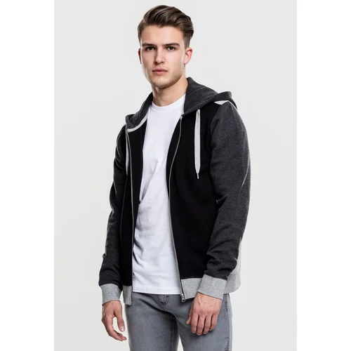 Urban Classics 3-Tone Hooded Zipper with Black/Grey/Charcoal Hood