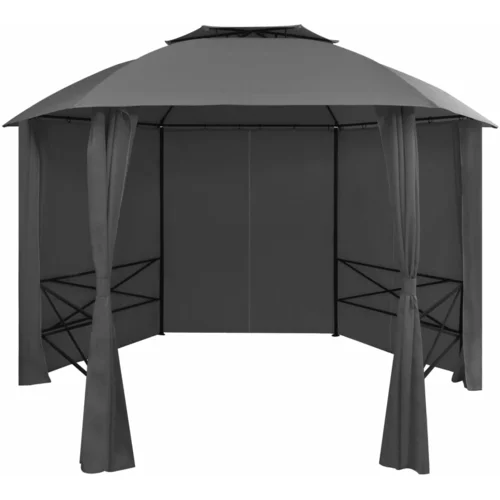  Vrtni šotor/paviljon z zavesami šestkoten 360x265 cm
