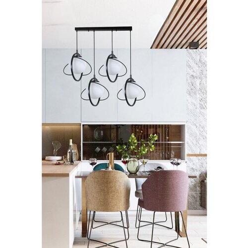 Opviq nepal 4 Lü Sıralı siyah beyaz Camlı Sarkıt blackwhite chandelier Slike