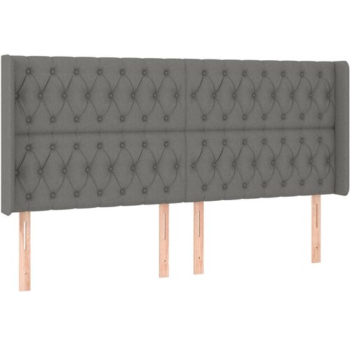 VidaXL Vzglavje z u&amp;scaron;esi temno sivo 203x16x118/128 cm blago, (20737053) Slike