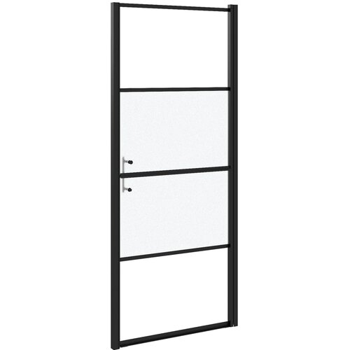  Vrata za tu&amp;scaron;-kabinu 81x195 cm napola mutno kaljeno staklo crna Slike
