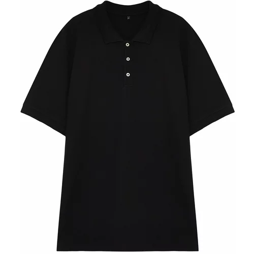 Trendyol Men's Black Regular/Normal Cut Basic 100% Cotton Textured Polo Collar T-shirt