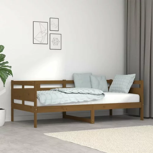  Dnevna postelja medeno rjava trdna borovina 90x190 cm, (20684192)