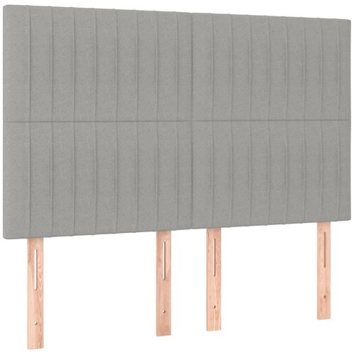 Maison Chic Posteljno vzglavje - Vzglavna omarica 4 kosa svetlo siv 72x5x78/88 cm blago, (22078483) Slike