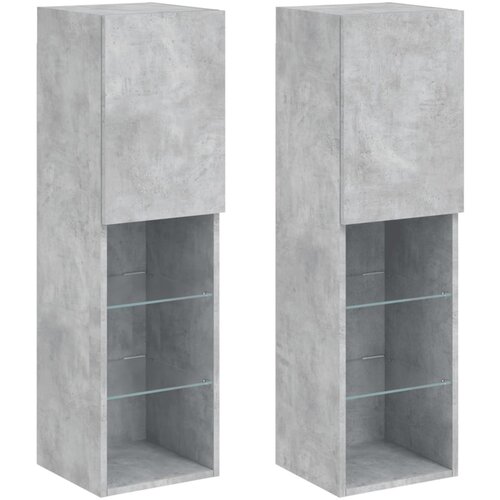 VidaXL TV omarica z LED lučkami 2 kosa betonsko siva 30,5x30x102 cm, (20977780) Slike