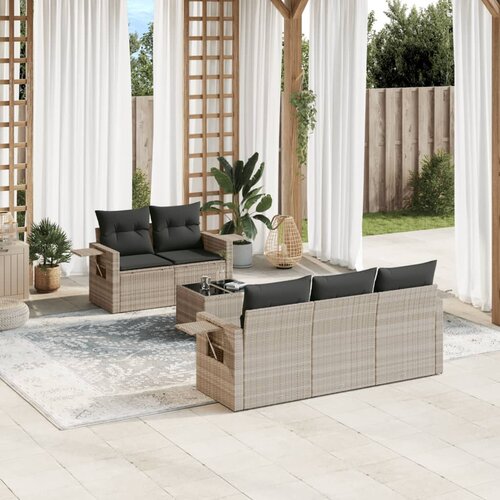 vidaXL 6-dijelni set vrtnih sofa od poliratana s jastucima svjetlosivi Cene