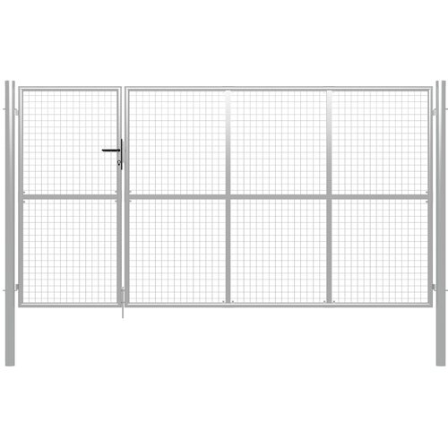 VidaXL Vrtna vrata jeklena 350x175 cm srebrna, (21040190) Slike