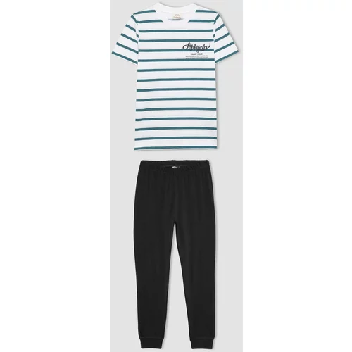 Defacto Boy Striped Short Sleeve 2 Piece Pajama Set