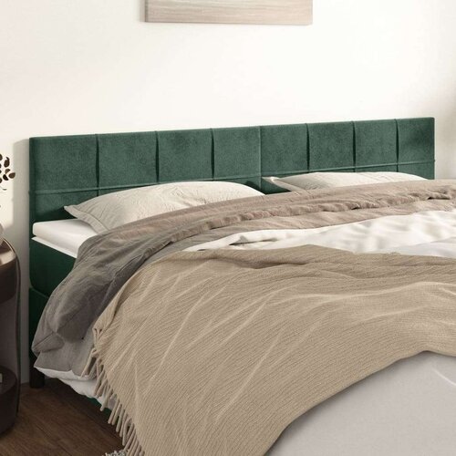  Posteljno vzglavje 2 kosa temno zeleno 80x5x78/88 cm žamet, (20932373) Slike