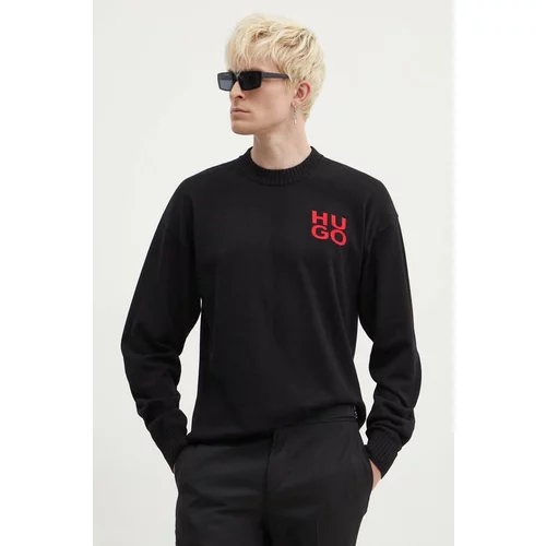 Hugo Bombažen pulover črna barva, 50516617