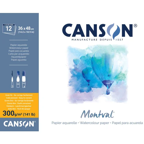 Canson Pad Montval Cold Pressed 48 x 36 cm 300 g Natural White Blok za skiciranje