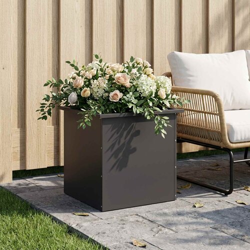  Vrtna posuda za sadnju s LED svjetlom Crna 50 x 50 x 48 cm Slike