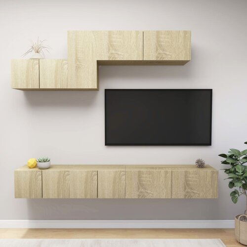 The Living Store Komplet TV omaric 6-delni sonoma hrast iverna plo&amp;scaron;ča - Komplet TV Omaric, (21374681) Slike