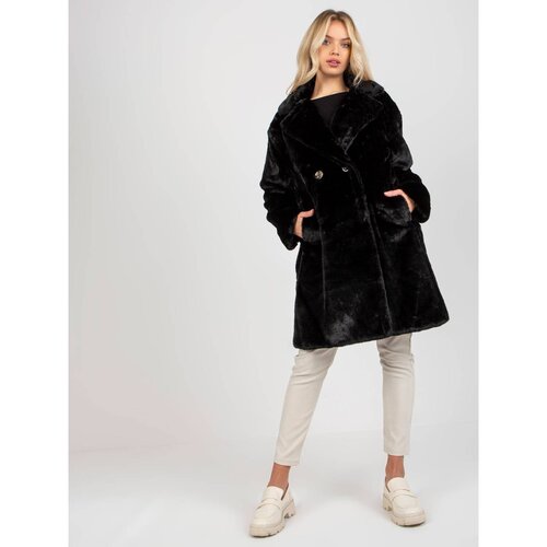 Fashion Hunters Women&amp;#039;s black fur coat with pockets OH BELLA Slike