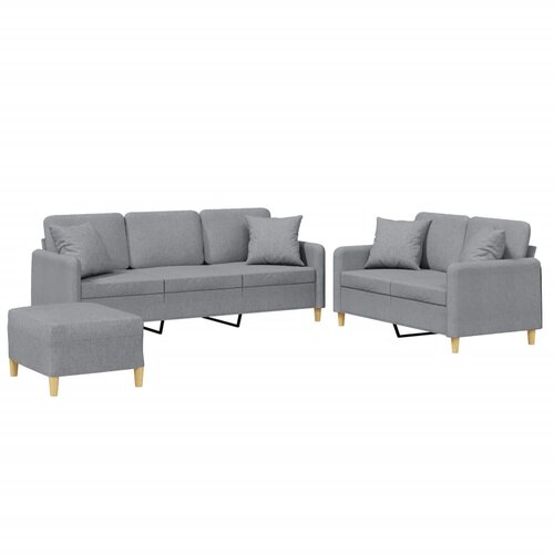  3-dijelni set sofa s jastucima svjetlosivi od tkanine Slike