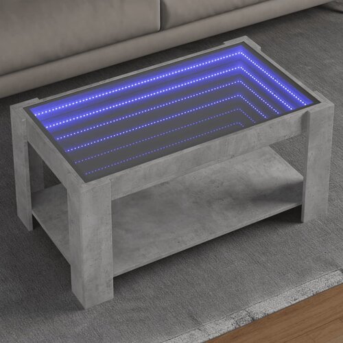 vidaXL Klubska mizica LED betonsko siva 93x53x45 cm inženirski les Cene