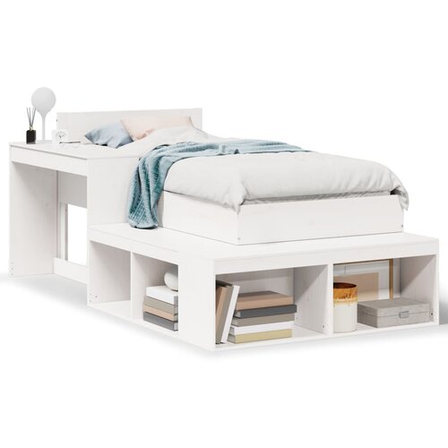 vidaXL Posteljni okvir brez vzmetnice bel 75x190 cm trdna borovina Cene