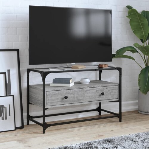 TV ormarić sa staklenom povr&scaron;inom boja hrasta 80x35x51 cm drvo Cijene