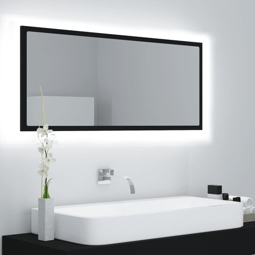 VidaXL LED kopalni&amp;scaron;ko ogledalo črno 100x8,5x37 cm iverna plo&amp;scaron;ča Slike