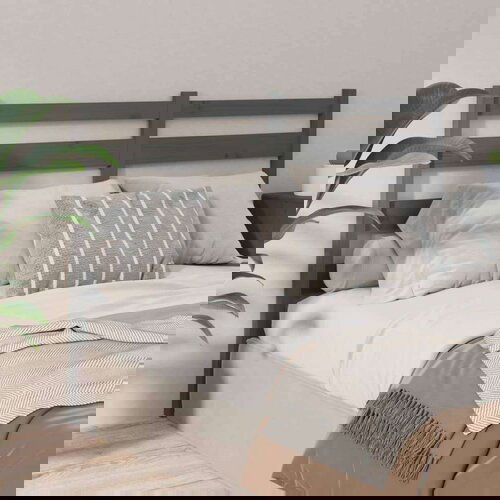  Posteljno vzglavje sivo 156x4x100 cm trdna borovina, (20644276) Cene