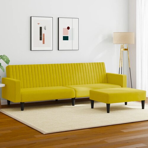 VidaXL 2-dijelni set sofa žuti bar&amp;scaron;unasti Slike