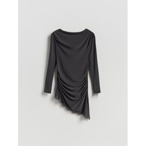 Reserved Asimetrična bluza - tamnosivo Cene
