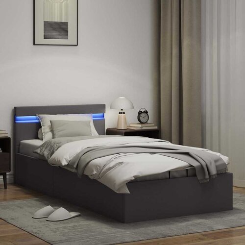  Hidraulični okvir za krevet od umjetne kože LED sivi 90x200 cm Slike
