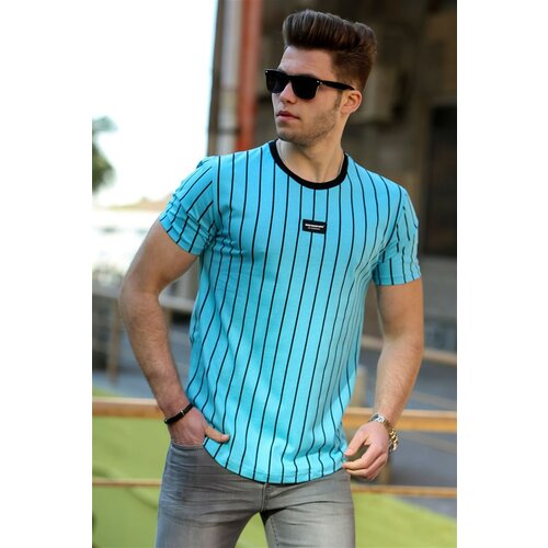 Madmext Men's Striped Blue T-Shirt 4522 Slike