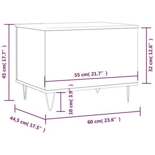  Stolić za kavu boja hrasta 60 x 44 5 x 45 cm konstruirano drvo Slike