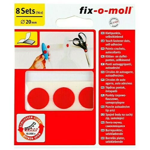 Fix-o-moll gumb na čičak (promjer: 20 mm, crvene boje, lijepljenje, 8 kom.)