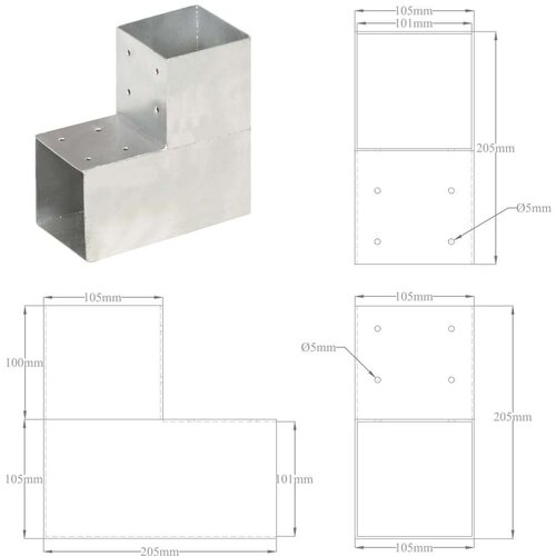 vidaXL Spojniki za stebre 4 kosi L oblike pocinkana kovina 101x101 mm Cene