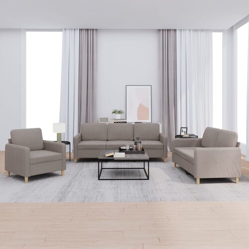  3-dijelni set sofa s jastucima smeđesivi od tkanine Cijene