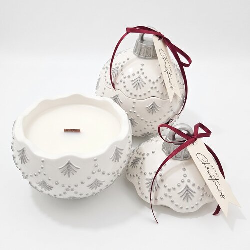 NOBAMO Svijeća Christmas Bauble Enchanted MINI - Bijela / Srebrna / Zimska Čarolija / MINI Slike