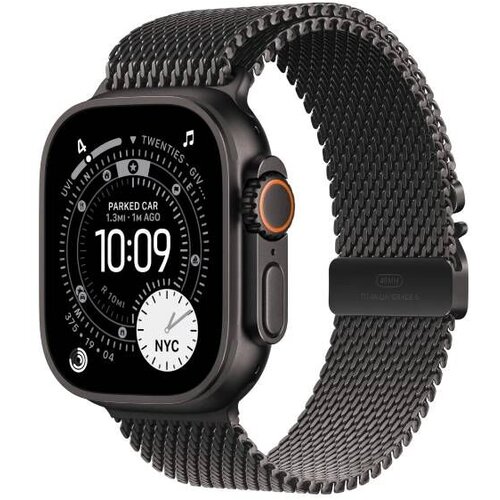Apple watch ultra 3 cellular 49mm black titanium case with black titanium milanese loop &amp;ndash; medium (mf1q4se/a) Slike