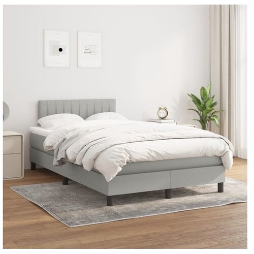  Box spring postelja z vzmetnico svetlo siva 120x200 cm blago Cene