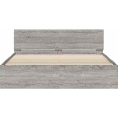  Okvir kreveta s uzglavljem LED siva boja hrasta 160x200 cm Slike
