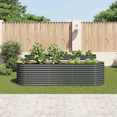  Vrtna sadilica od pocinčanog čelika 320 x 80 x 81 cm siva Slike