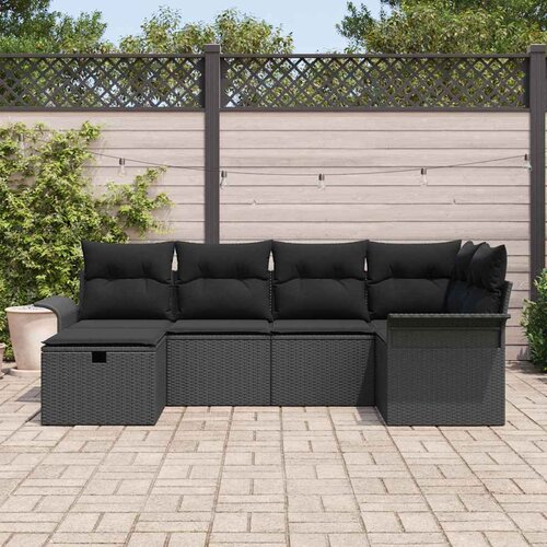  Sjedeća garnitura za vrt 6 kom. Poli ratan Siva 242,5 x 132,5 x 85 cm Slike