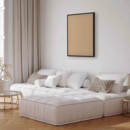  Slika - Waving Lines - Creamy Grid on a Noisy Pastel Background 40x60 U crnom drvenom okviru Slike