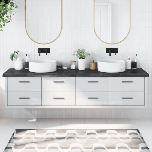  Kopalniški pult temno siv 220x60x6 cm obdelan trden les Cene