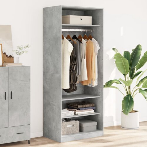 VidaXL Garderobna omara betonsko siva 80x50x200 cm inženirski les Slike